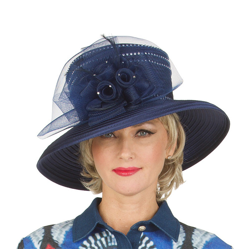 Giovanna Church Hat HR22125-Navy - Church Suits For Less