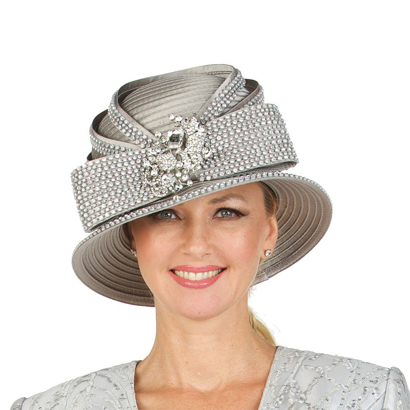 Giovanna Church Hat HR22129-Silver - Church Suits For Less