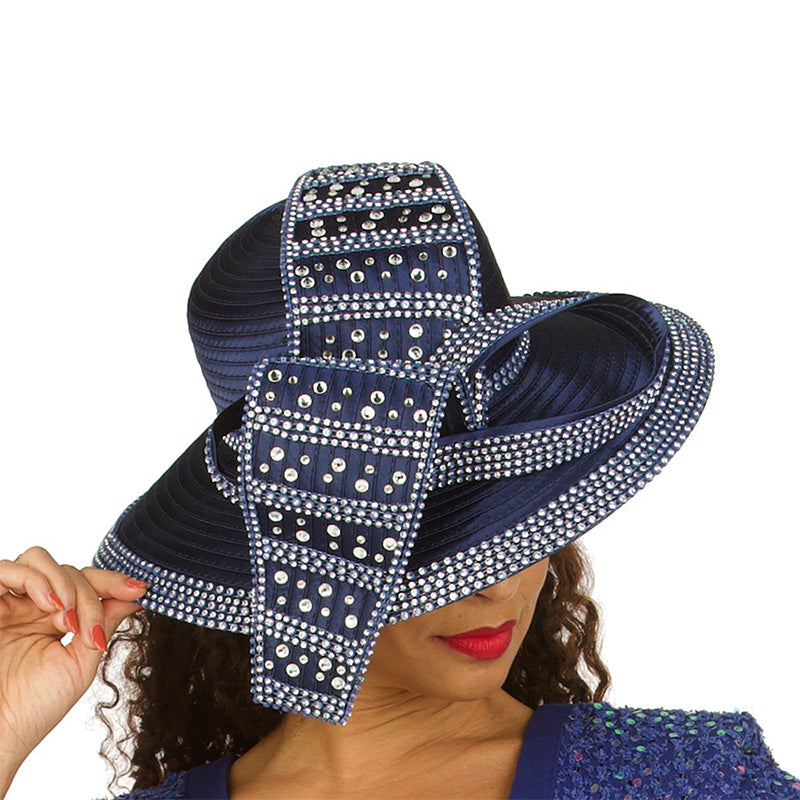 Giovanna Church Hat HR22130-Navy - Church Suits For Less