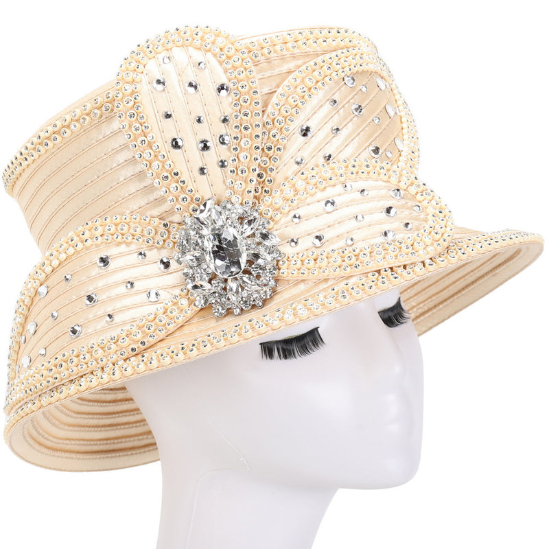 Giovanna Church Hat HR22132-Champagne - Church Suits For Less