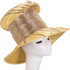Giovanna Church Hat HR22134-Gold - Church Suits For Less