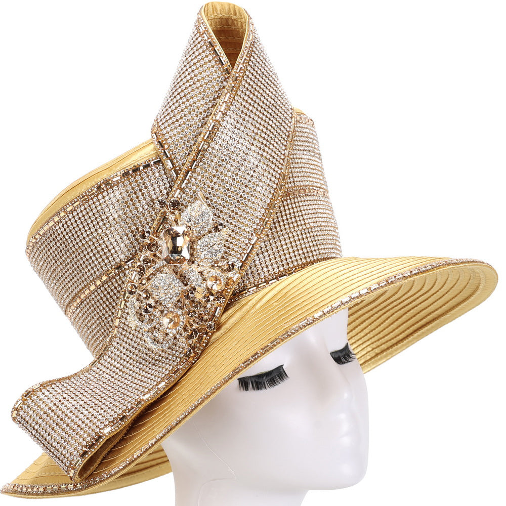 Giovanna Church Hat HR22140-Gold - Church Suits For Less