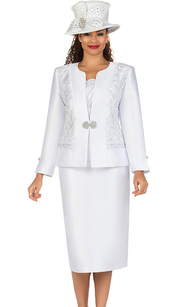 Giovanna Church Suit G1193-White | Church suits for less