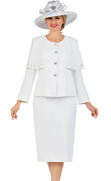 Giovanna Church Suit S0736C-White | Church suits for less