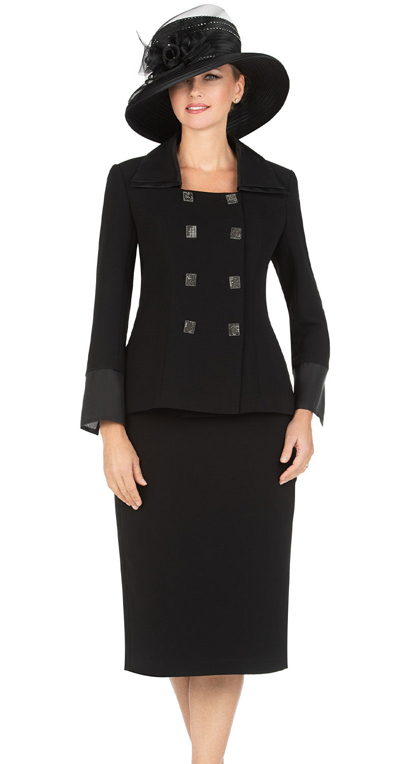 Giovanna Women Suit S0742C-Black/Black - Church Suits For Less