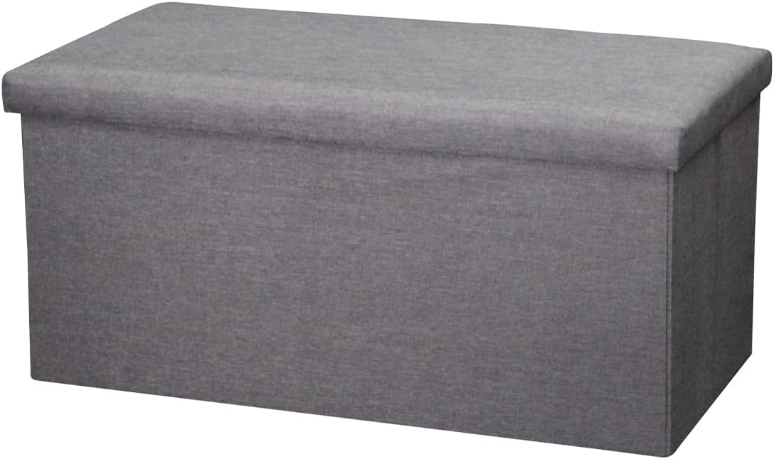 Home Basics FS49248 Storage Bench Faux Linen Grey - Church Suits For Less