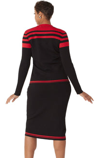 Kayla Knit Suit 5324-Red/Black - Church Suits For Less