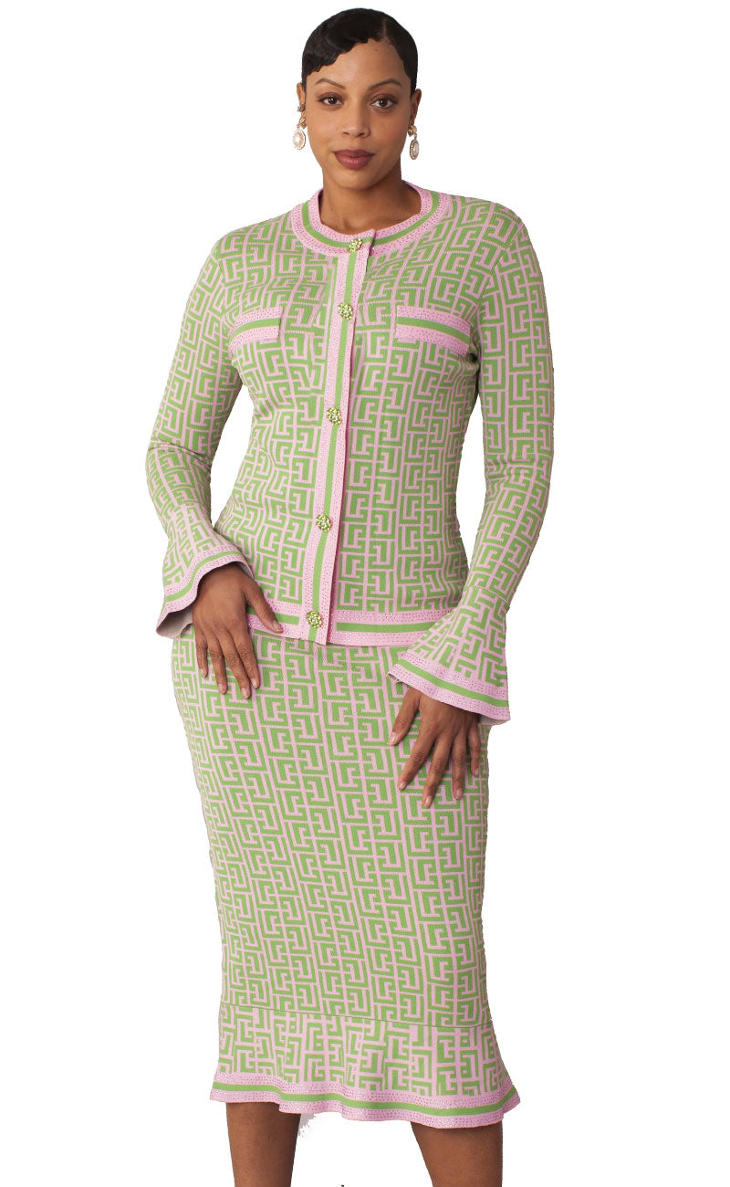 Kayla Knit Suit 5331-Olive - Church Suits For Less