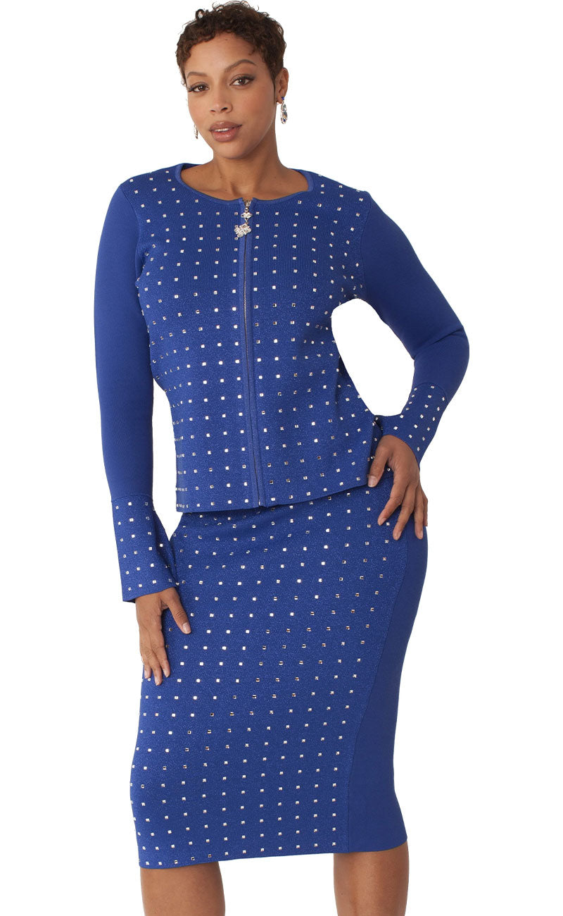 Kayla Knit Suit 5350-Royal - Church Suits For Less