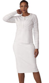 Kayla Knit Suit 5320-White/Silver - Church Suits For Less