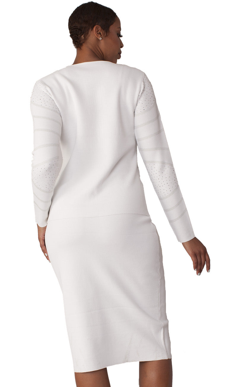 Kayla Knit Suit 5320-White/Silver - Church Suits For Less