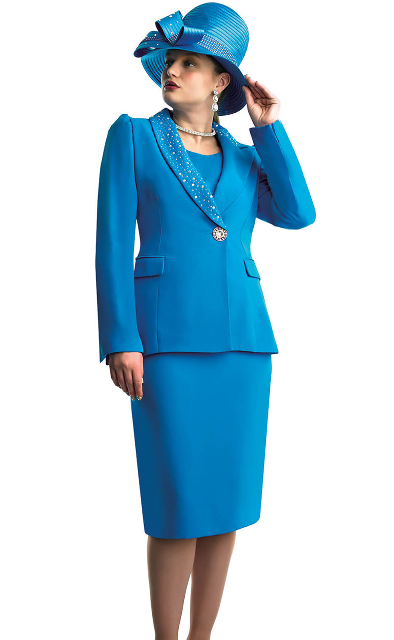 Lily And Taylor Suit 4891-Turquoise - Church Suits For Less