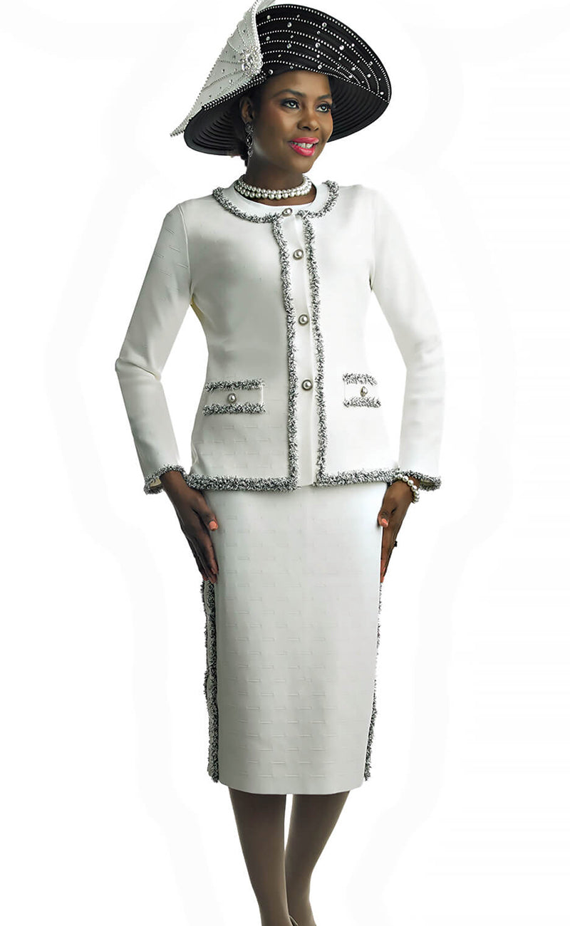 Lily And Taylor Suit 731-White/Black - Church Suits For Less