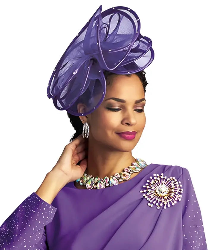 Lily and Taylor Hat H121-Purple - Church Suits For Less