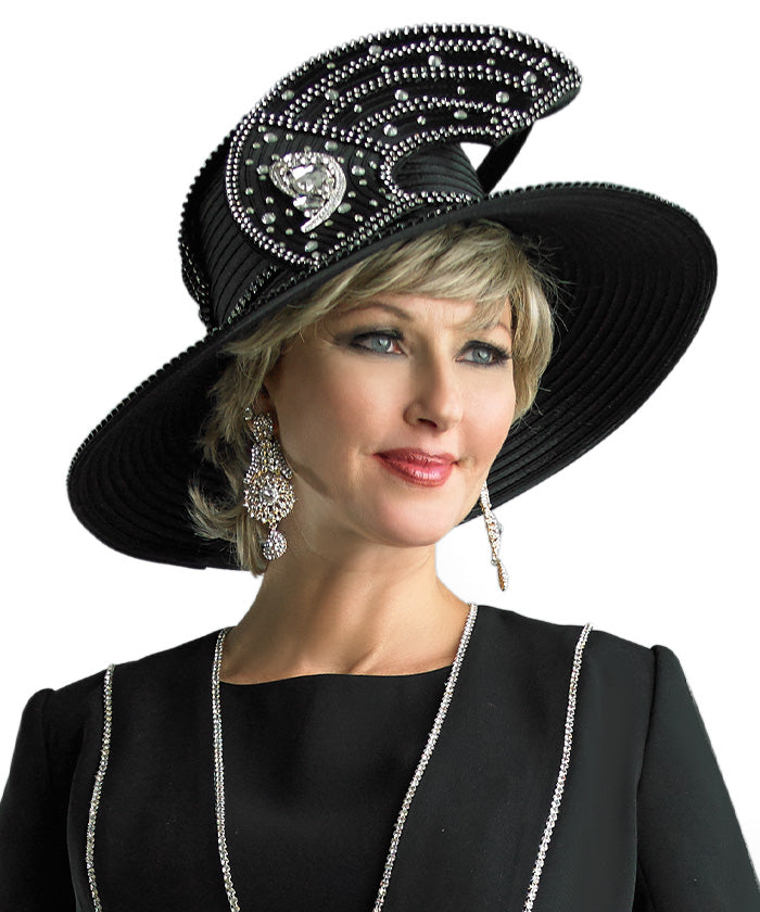 Lily and Taylor Hat H377-Black - Church Suits For Less