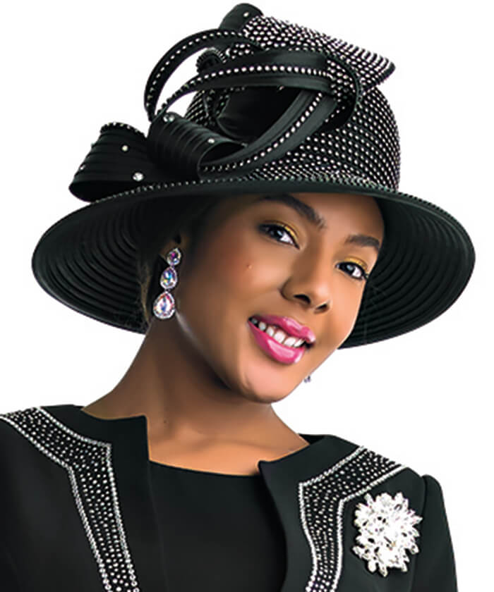 Lily and Taylor Hat H388-Black - Church Suits For Less