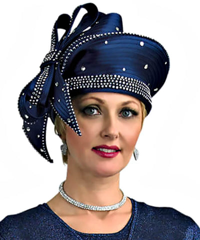 Lily and Taylor Hat H395-Navy - Church Suits For Less