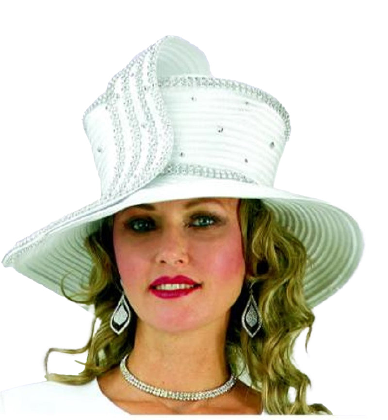 Lily and Taylor Hat H104 -White - Church Suits For Less