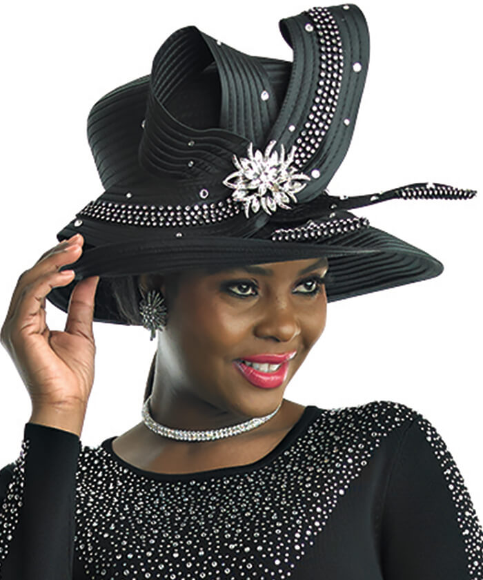 Lily and Taylor Hat H113-Black - Church Suits For Less