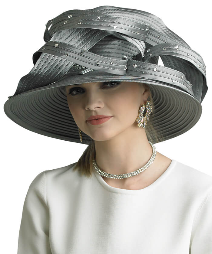 Lily and Taylor Hat H114-Pewter - Church Suits For Less