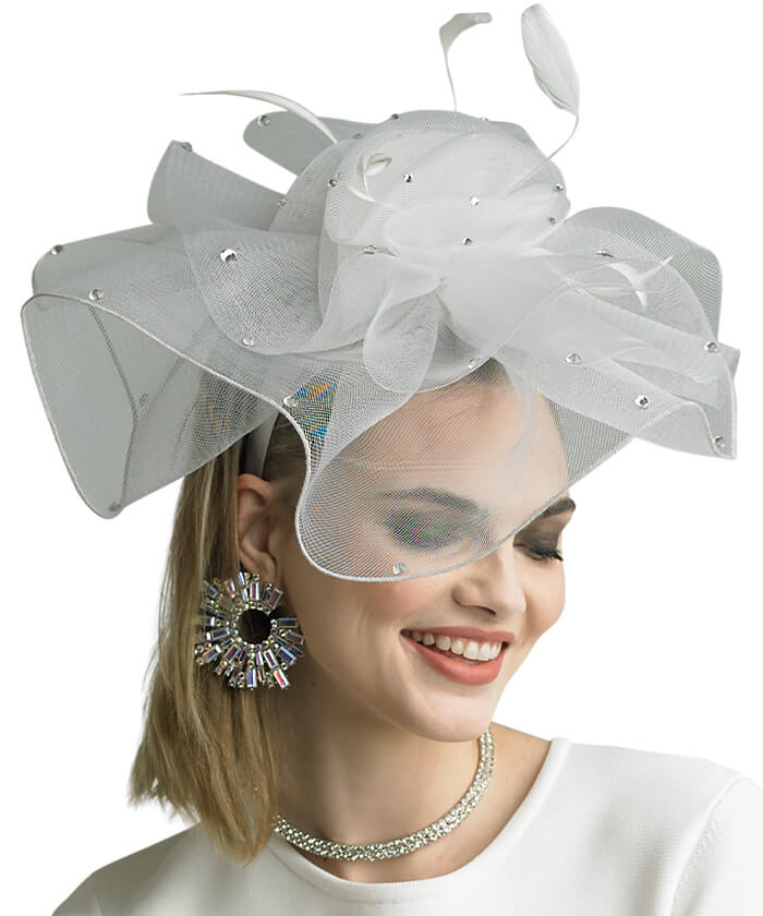 Lily and Taylor Hat H130-White - Church Suits For Less