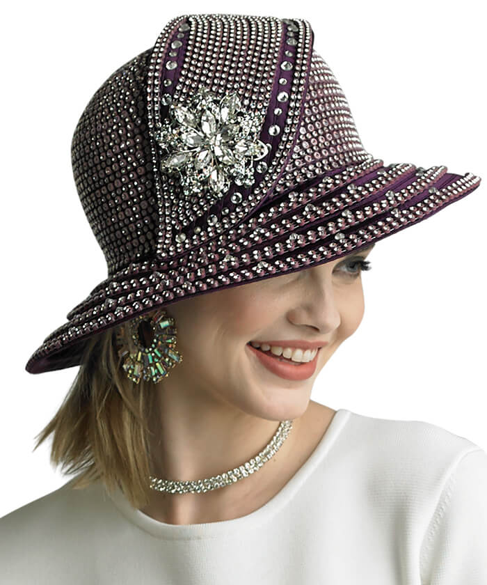 Lily and Taylor Hat H195-Plum - Church Suits For Less