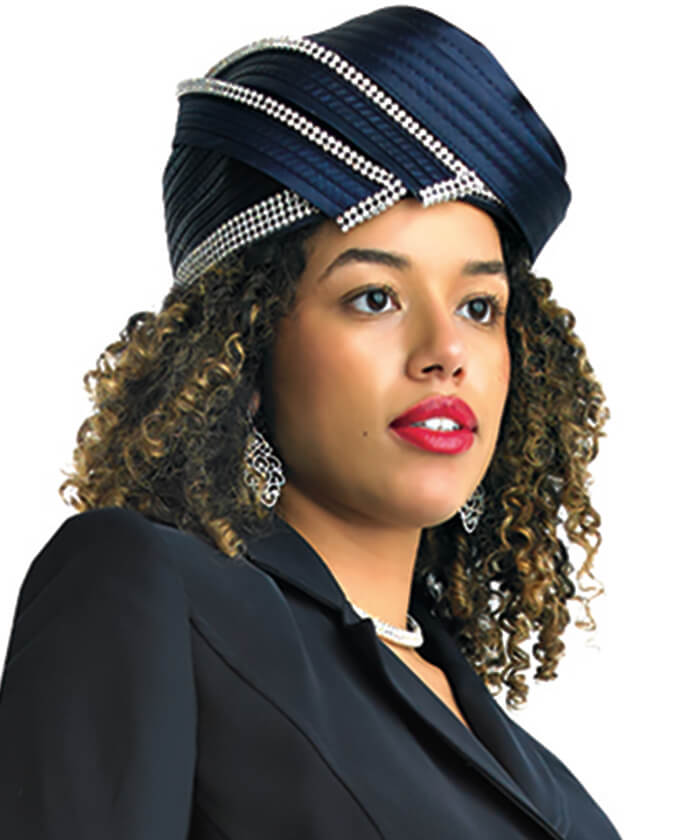 Lily and Taylor Hat H203-Navy - Church Suits For Less