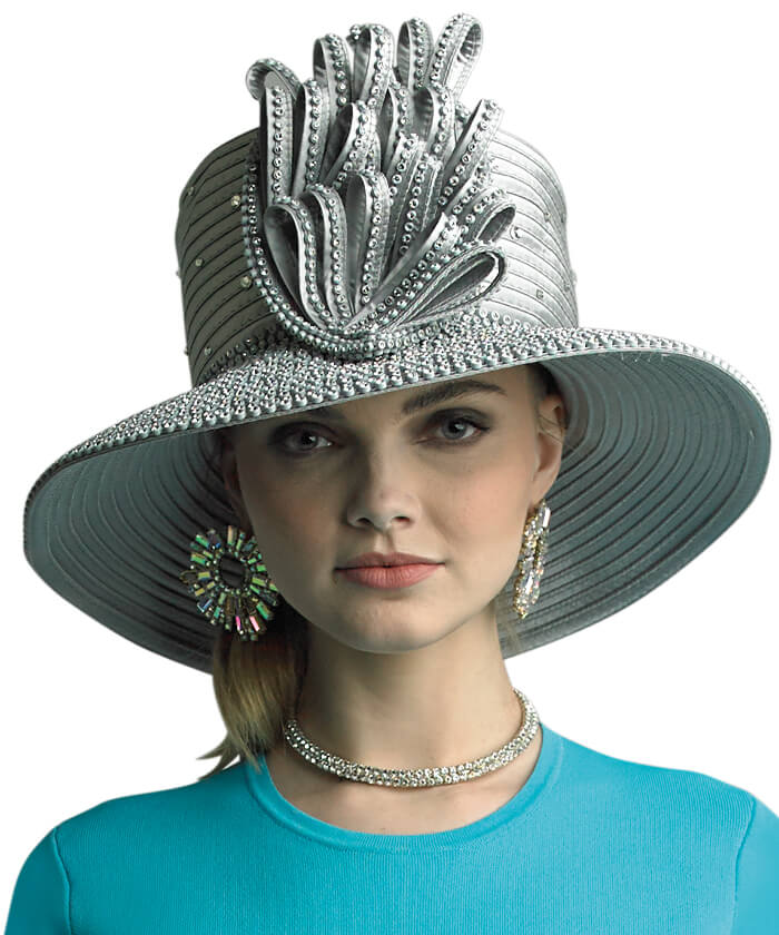 Lily and Taylor Hat H214-Silver - Church Suits For Less