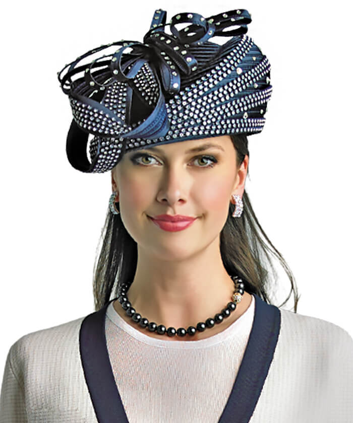 Lily and Taylor Hat H277-Navy - Church Suits For Less