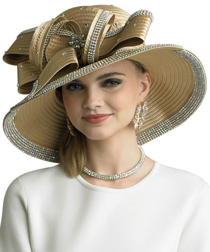 Lily and Taylor Hat H282-Gold - Church Suits For Less