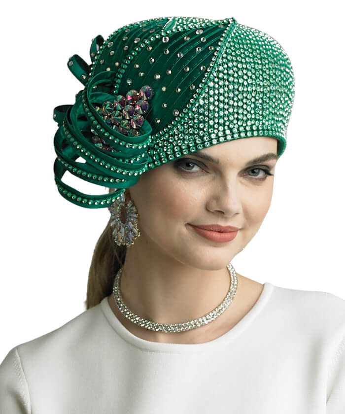 Lily and Taylor Hat H290-Emerald - Church Suits For Less