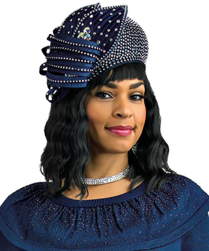 Lily and Taylor Hat H290-Navy - Church Suits For Less