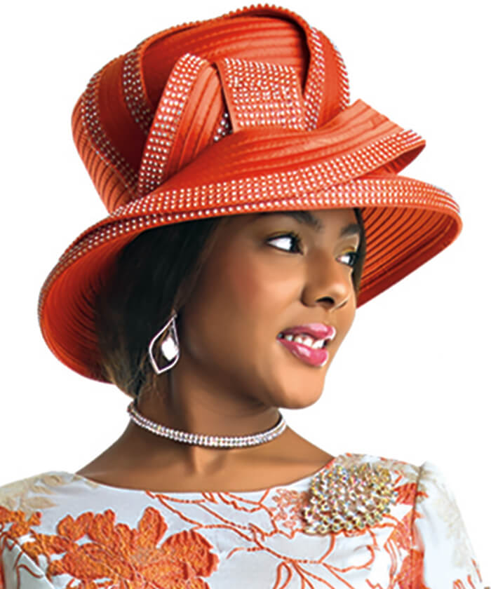 Lily and Taylor Hat H291-Orange - Church Suits For Less