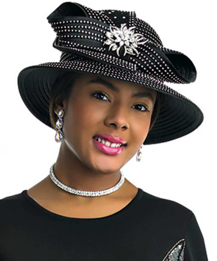 Lily and Taylor Hat H310-Black - Church Suits For Less