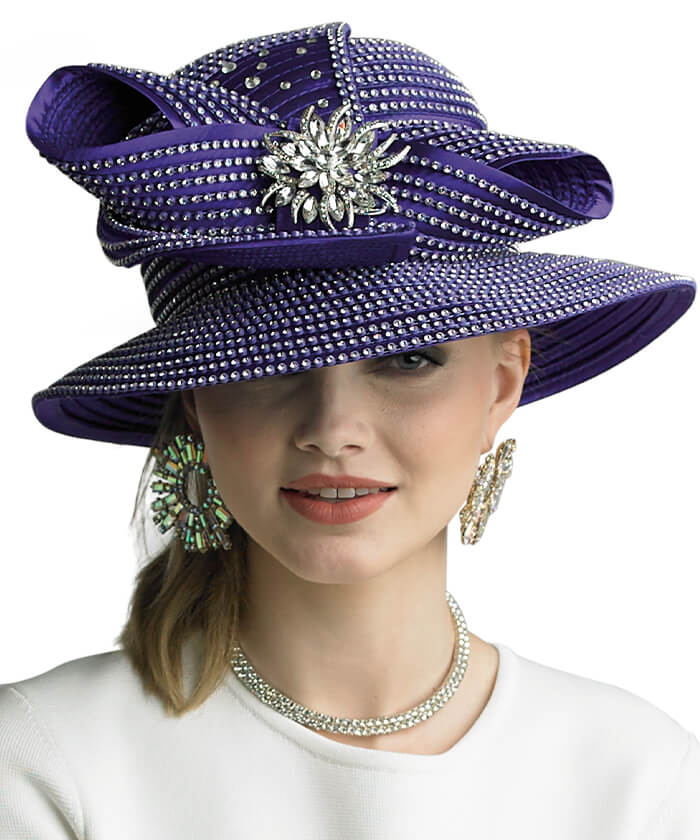 Lily and Taylor Hat H310-Puprle - Church Suits For Less