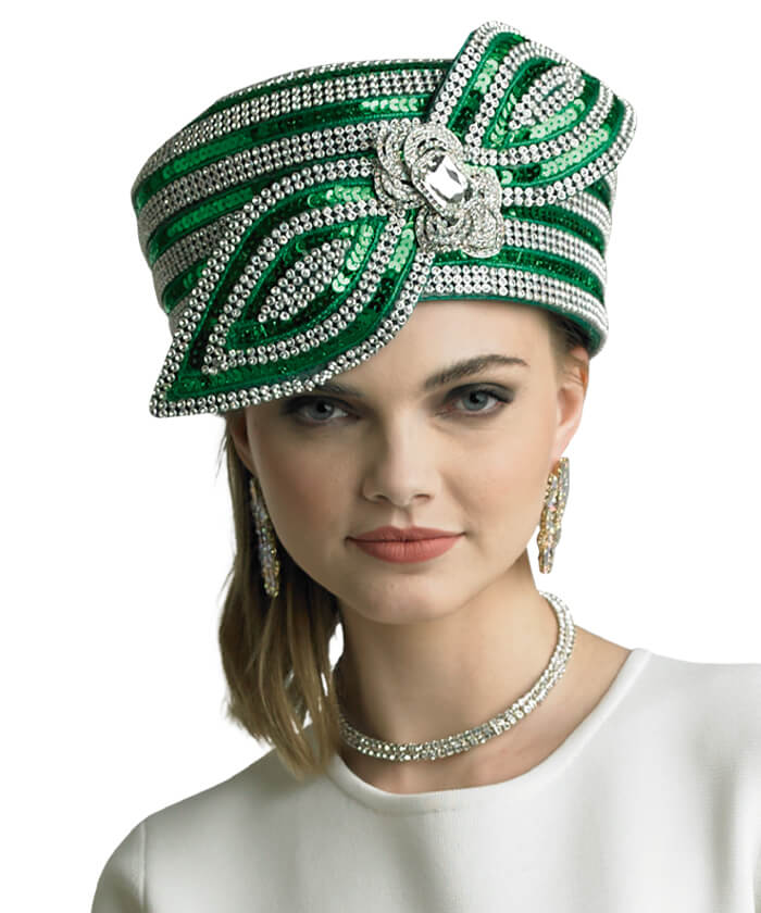 Lily and Taylor Hat H357-Emerald - Church Suits For Less