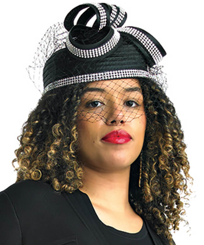 Lily and Taylor Hat H365-Black - Church Suits For Less