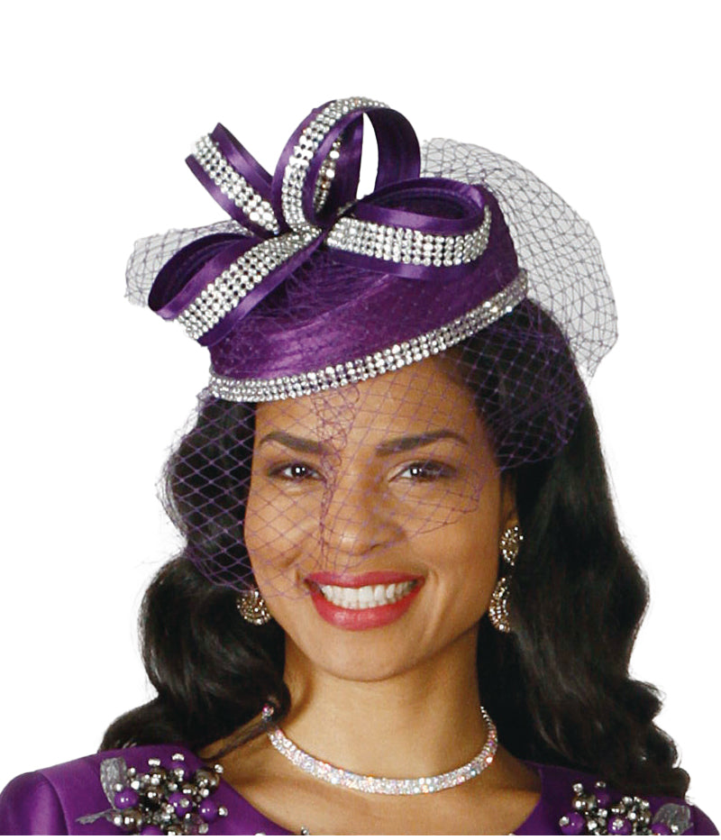 Lily and Taylor Hat H365-Purple - Church Suits For Less