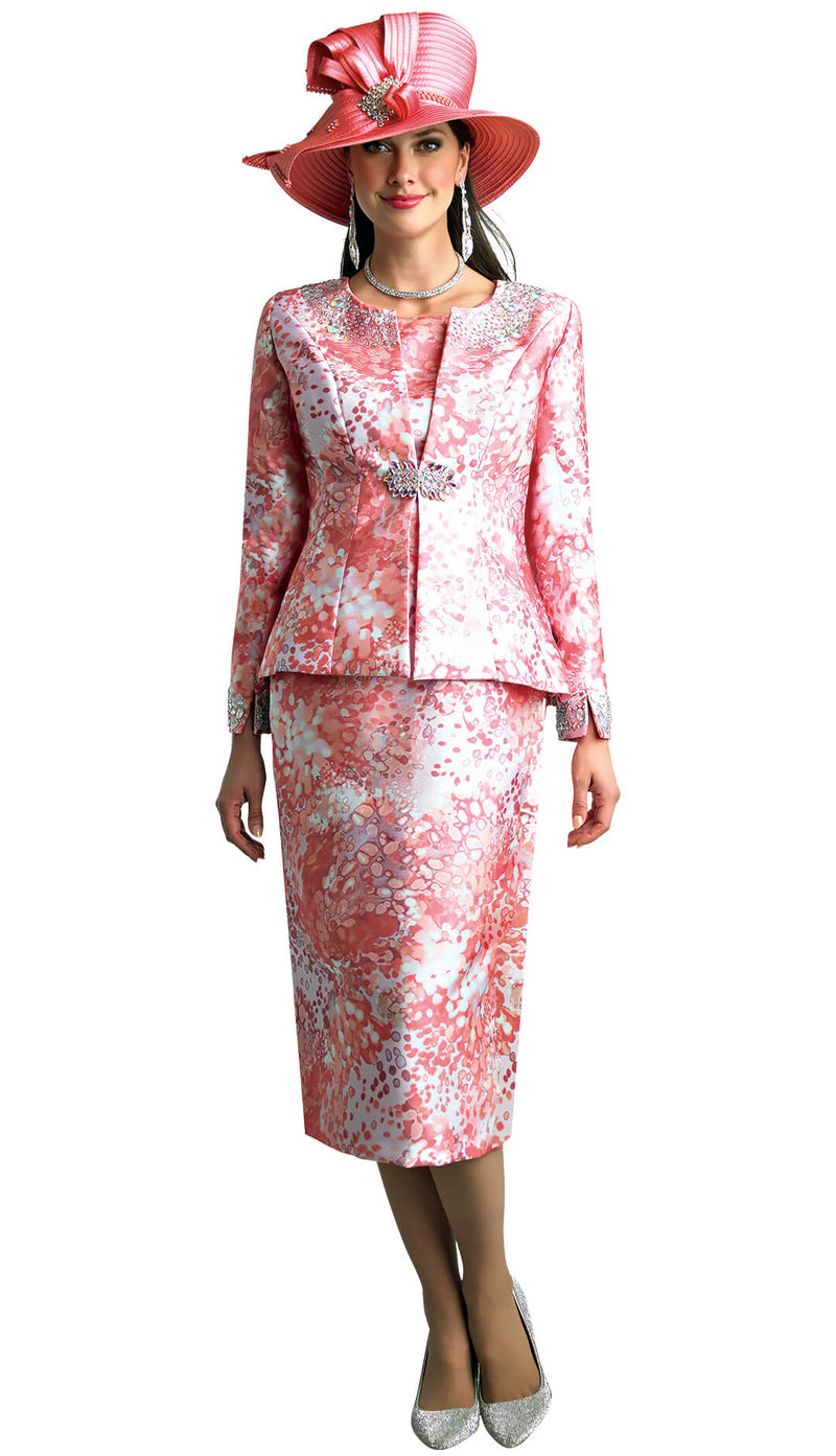 Lily And Taylor Suit 3800P-Pink Multi - Church Suits For Less