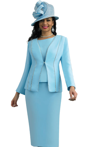 Lily And Taylor Suit 4619-Ice Blue | Church suits for less