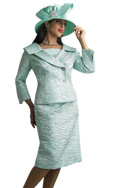 Lily And Taylor Suit 4648-Mint/Silver | Church suits for less