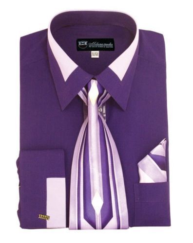 Men Dress Shirt SG-34C-Purple - Church Suits For Less