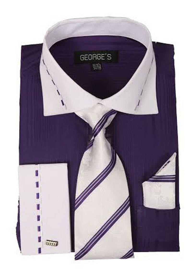 Milano Moda Dress Shirt AH621C-Purple - Church Suits For Less