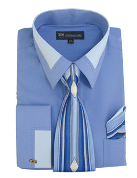 Men Dress Shirt SG-34C-Blue - Church Suits For Less