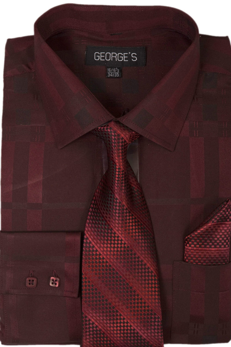 Milano Moda Men Shirt AH623C-Burgundy - Church Suits For Less