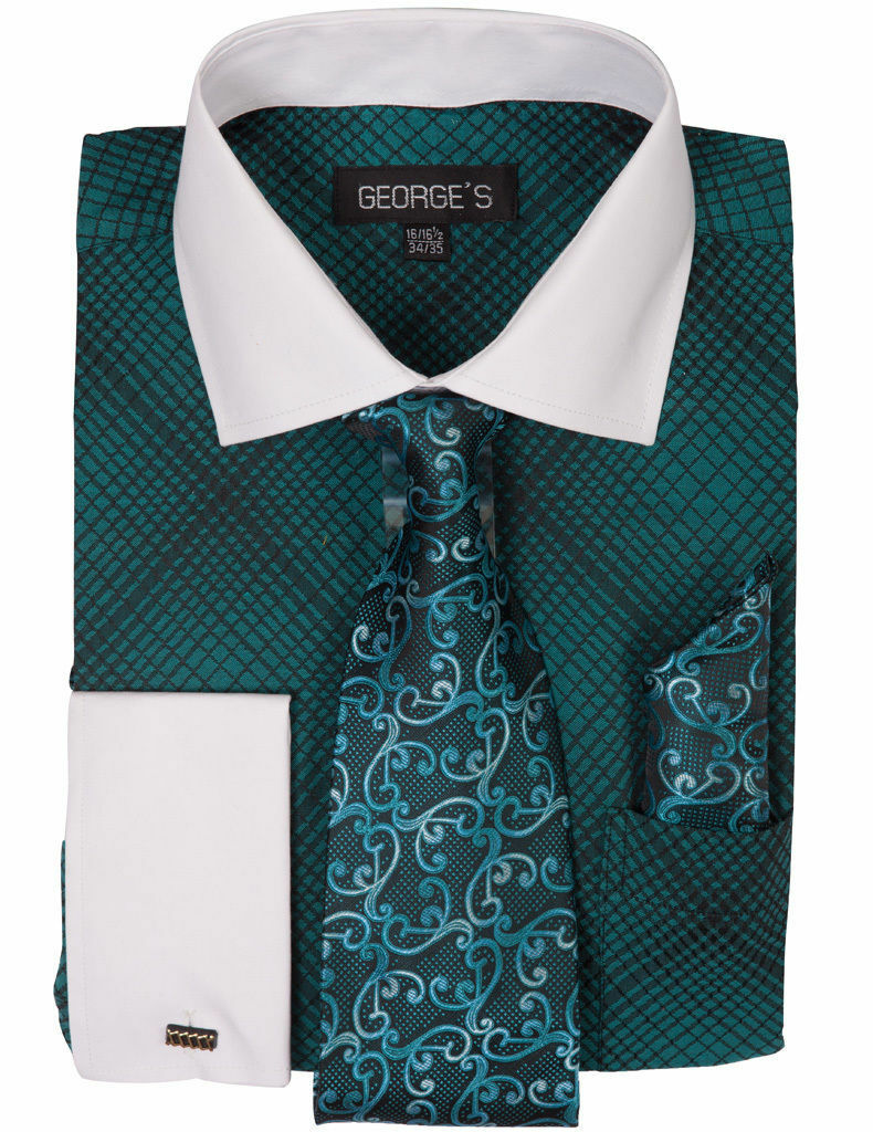 Milano Moda Men Shirt AH624C-Turquoise - Church Suits For Less