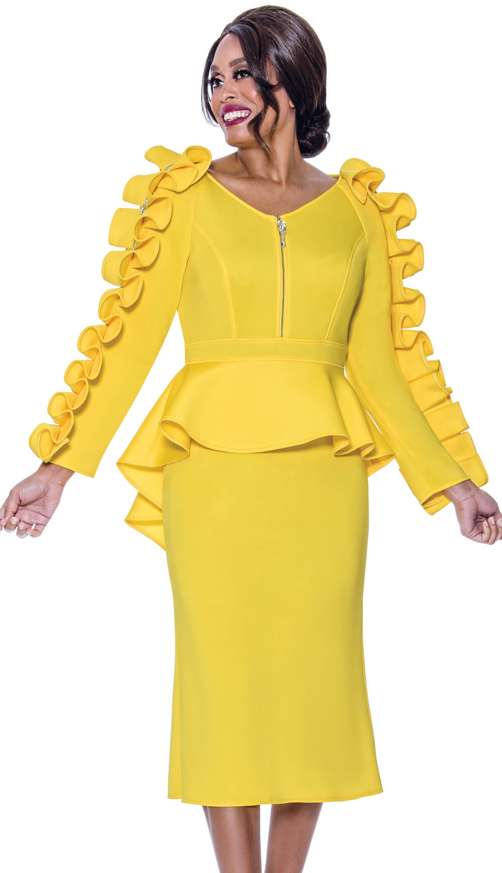 Stellar Looks Skirt Suit 1771C-Yellow - Church Suits For Less