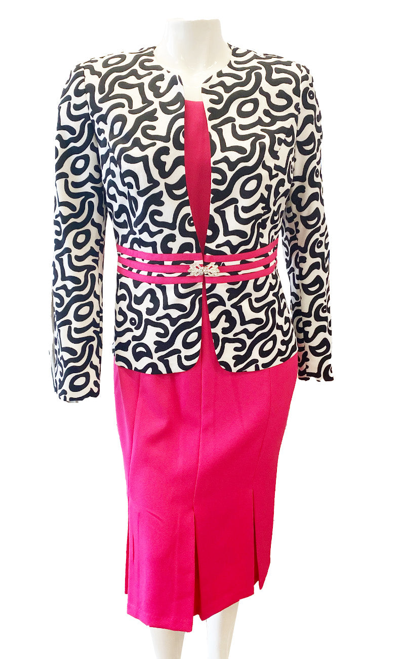 Tally Taylor Dress 9429C-Fuchsia/Print - Church Suits For Less