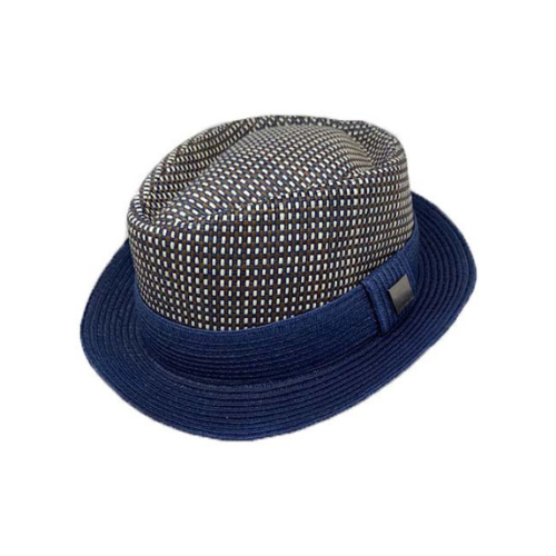 Men's Fashion Hat MSD- Straw Fedora Navy - Church Suits For Less