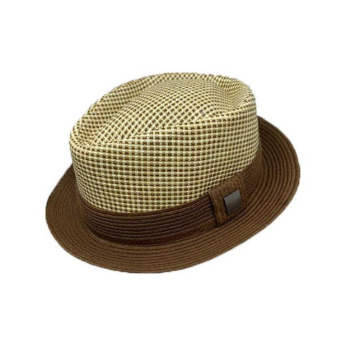 Men's Fashion Hat MSD- Straw Fedora Brown - Church Suits For Less